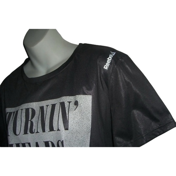 Reebok Tee Shirt Turnin Heads Twistin Necks Distressed Metallic Logo Sporty Gray - Picture 5 of 10